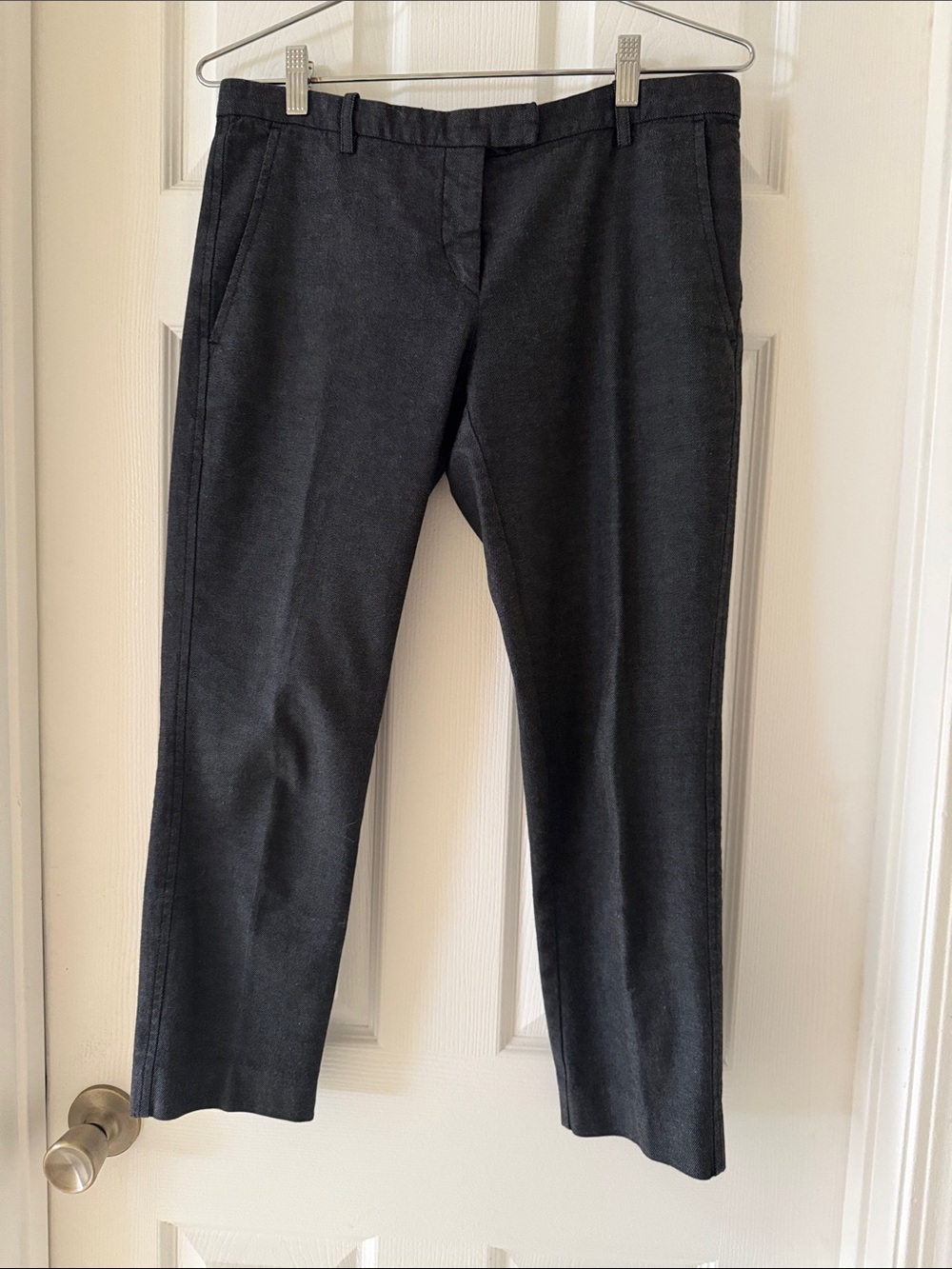 Cropped Ankle Pants in Dark Charcoal, High Quality Cotton, Lined